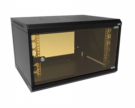 Шкаф телекоммуникационный настенный разборный МИКсистем 19" Lite 6U 600x450  дверь стекло черный