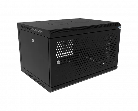 Шкаф телекоммуникационный настенный разборный МИКсистем 19" Keys 6U 600x450  дверь перфорация черный