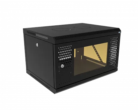 Шкаф телекоммуникационный настенный разборный МИКсистем 19" Keys 6U 600x450  дверь перфорация+стекло черный