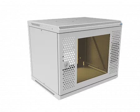 Шкаф телекоммуникационный настенный разборный МИКсистем 19" Basis 9U 600x450  дверь перфорация+стекло серый