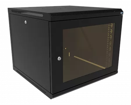 Шкаф телекоммуникационный настенный разборный МИКсистем 19" Keys 9U 600x600  дверь стекло черный