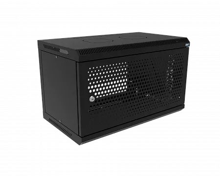 Шкаф телекоммуникационный настенный разборный МИКсистем 19" Basis 6U 600x350  дверь перфорация черный