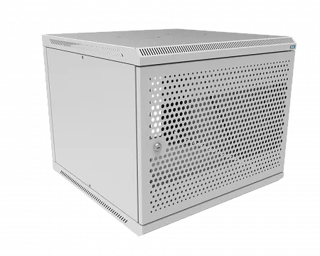 Шкаф телекоммуникационный настенный разборный МИКсистем 19" Basis 9U 600x600  дверь перфорация серый