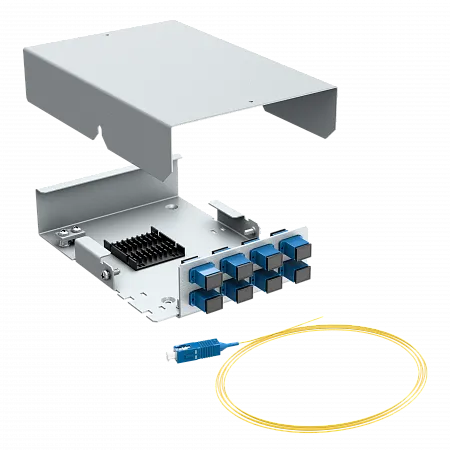 Кросс оптический настенный LANMIR укомплектованный 4 розетки SC/UPC 4 порта SM 9/125 OS2 1U серый