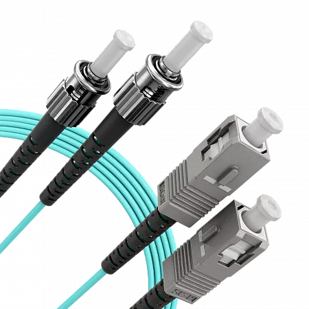 Шнур оптический переходной (патч-корд) LANMIR двойной многомодовый MM 50/125 OM3 SC/UPC-ST/UPC LSZH нг(А)-HF 1 м голубой