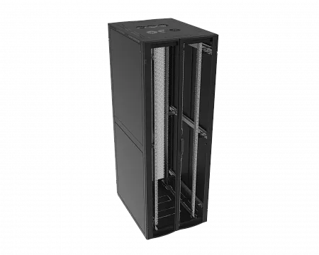 Шкаф телекоммуникационный напольный МИКсистем серия ECO+ 19" 48U 800*1200 дверь перфорация 2 створки/перфорация 2 створки черный