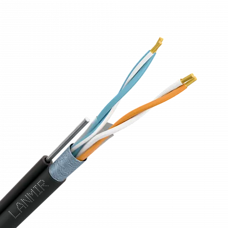 Кабель (витая пара) внешний LANMIR-PRO+ F/UTP Cat5e PE 2х2х0.52 с тросом черный