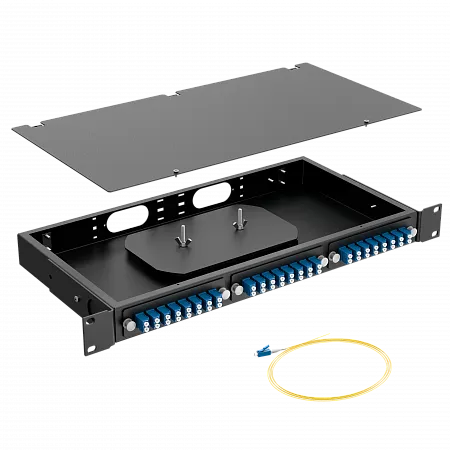 Кросс оптический стоечный LANMIR укомплектованный 12 розеток 2LC/UPC 24 порта SM 9/125 OS2 1U черный