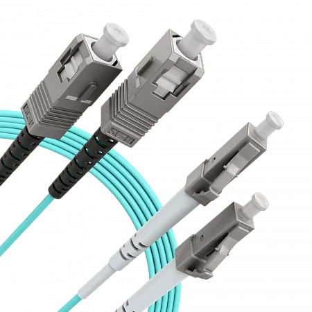 Шнур оптический переходной (патч-корд) LANMIR двойной многомодовый MM 50/125 OM3 LC/UPC-SC/UPC LSZH нг(А)-HF 1 м голубой
