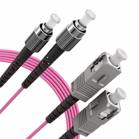 Шнур оптический переходной (патч-корд) LANMIR двойной многомодовый MM 50/125 OM4 SC/UPC-FC/UPC LSZH нг(А)-HF 1 м маджента