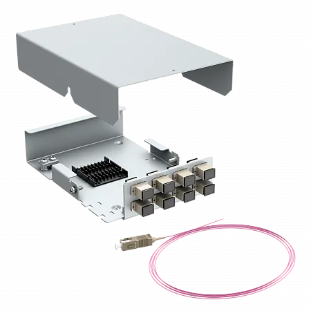 Кросс оптический настенный LANMIR укомплектованный 4 розетки SC/UPC 8 портов MM 50/125 OM4 1U серый